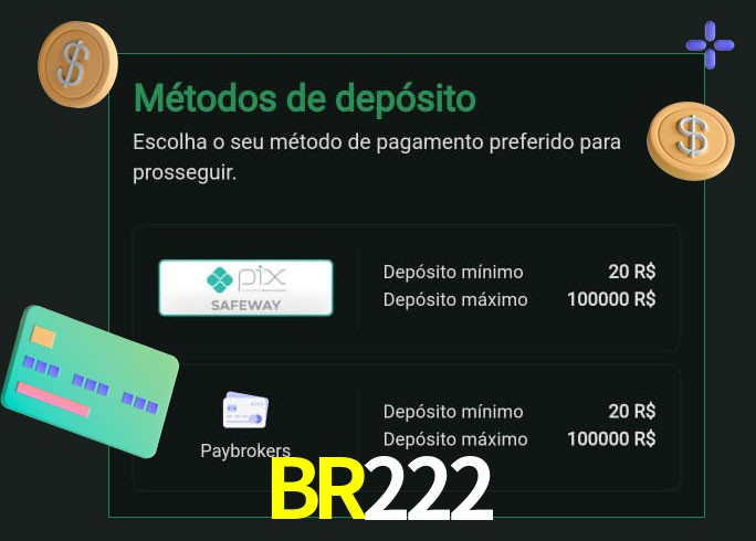 O cassino BR222 oferece uma grande variedade de métodos de pagamento